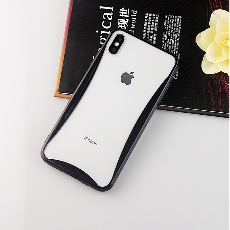 Colorful curved edge mobile phone case for iPhone X/XS with phone strap holes and anti-dust plug