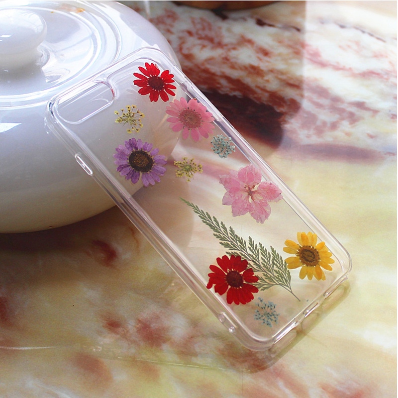 TPU+ PC Epoxy mobile phone case with inner flower for iPhone 6 Plus/7 Plus/8 Plus